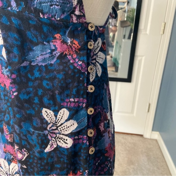 Free People Blue Floral Josie Deep V Neck Mini Dress - Picture 6 of 10